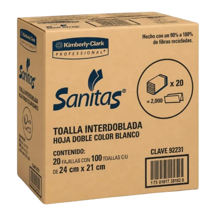 Kimberly-Clark · Sanitas — Toalla interdoblada hoja doble